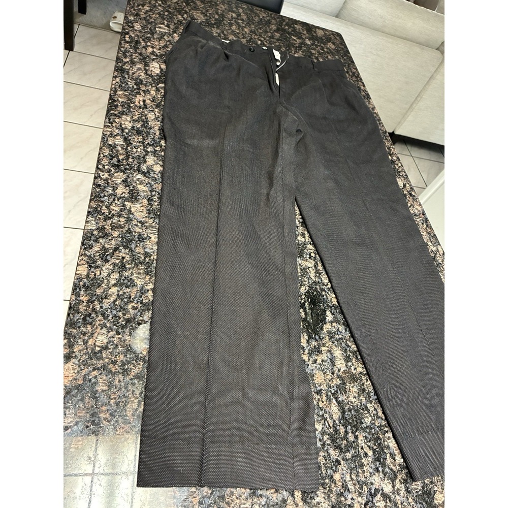 ZANELLA Men Dress Pants "BENNETT" 36 Gray unfinished hem flat solid 100% wool - Picture 2 of 7
